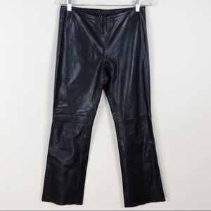 Theory Black Leather Pants Flat Front 6